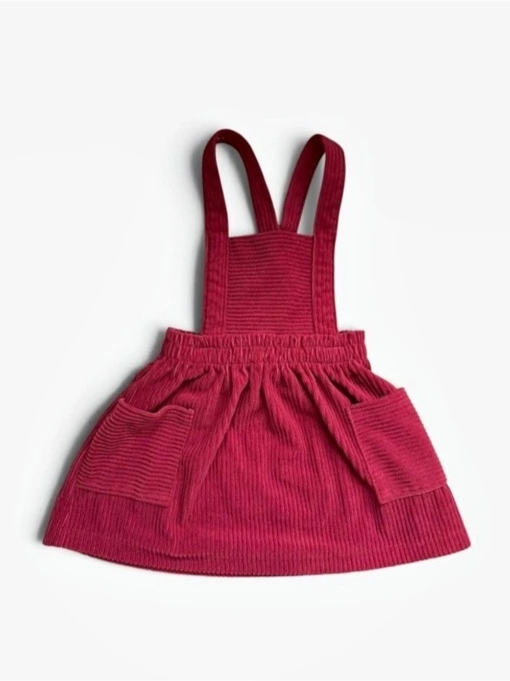 Girls Red Corduroy Pinafore Dress